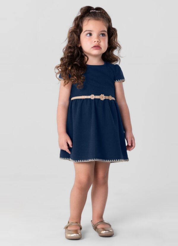 Vestido Azul Marinho com Cintinho