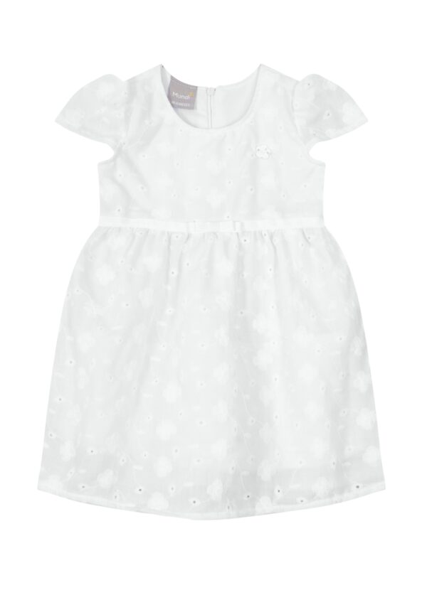 Vestido Infantil Branco com Detalhes Florais