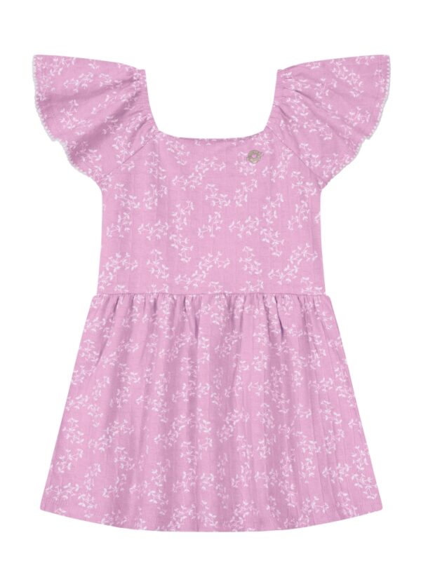 Vestido Infantil Lilás com Estampa Floral