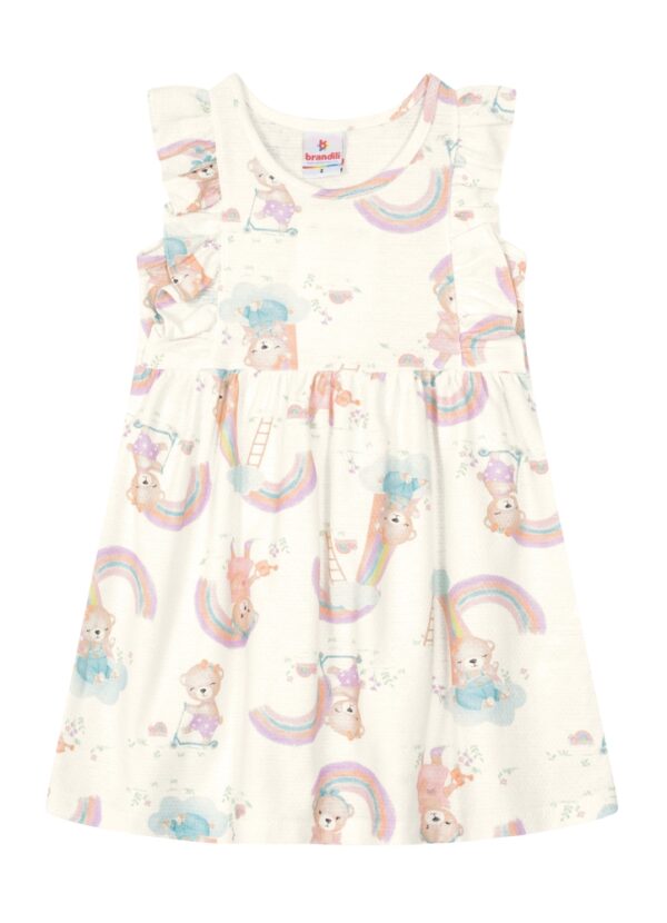 Vestido Infantil Off White Ursinho