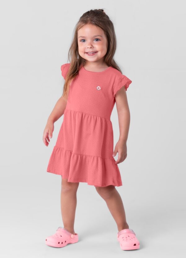 Vestido Infantil Rosa Claro com Babados