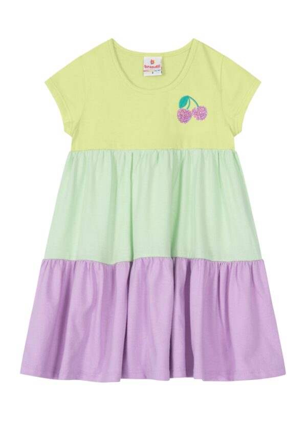 Vestido Infantil Verde e Lilás 3 Marias