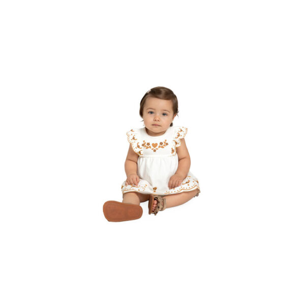 Vestido Off White Flores Douradas (menina)