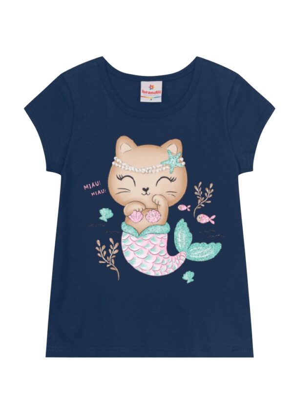 Blusa Azul Marinho Gatinho Sereia