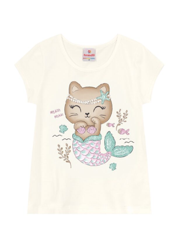 Blusa Branca Gatinho Sereia