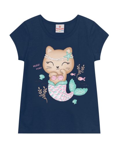 Blusa Azul Marinho Gatinho Sereia