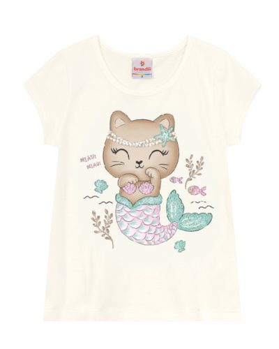 Blusa Branca Gatinho Sereia