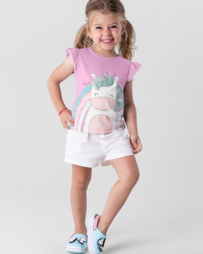 Blusa Infantil Lilás Unicórnio