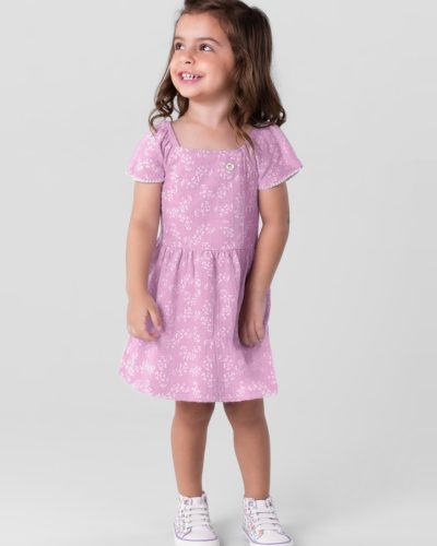 Vestido Infantil Lilás com Estampa Floral