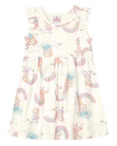 Vestido Infantil Off White Ursinho