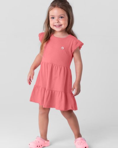 Vestido Infantil Rosa Claro com Babados