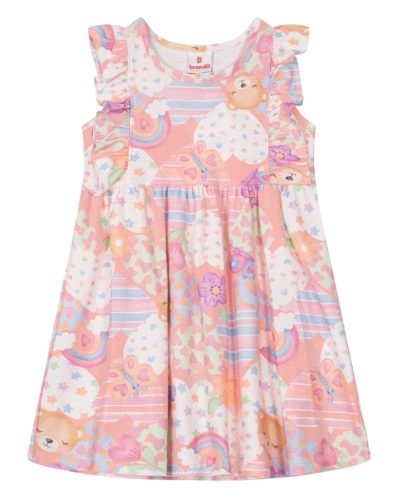 Vestido Infantil Rosa Claro Ursinho