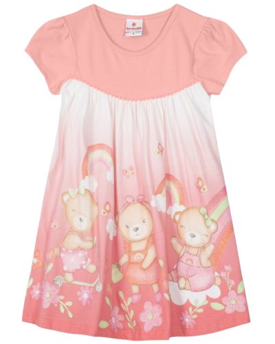 Vestido Infantil Rosa Claro Ursinho